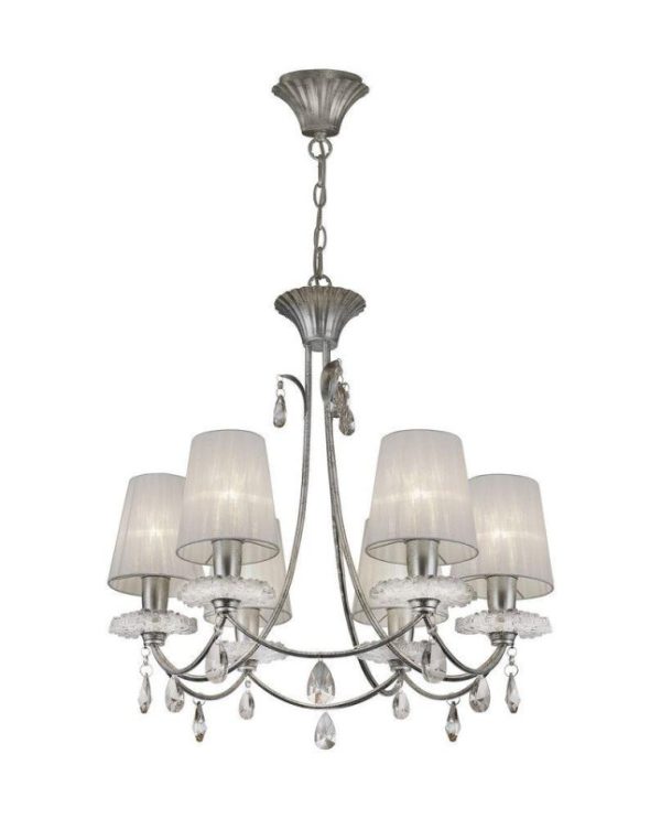 Mantra M6302 Sophie 6 Light Chandelier With Shades In Silver