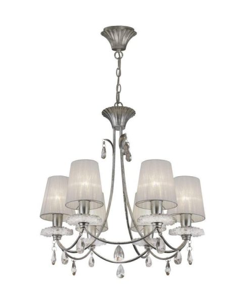 Mantra M6302 Sophie 6 Light Chandelier With Shades In Silver