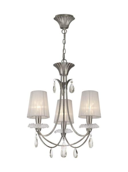 Mantra M6303 Sophie 3 Light Chandelier With Shades In Silver
