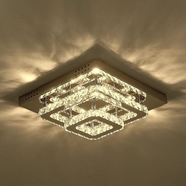 Modern 2-Tier Crystal LED Ceiling Light Fixture Dimmable/Non-dimmable