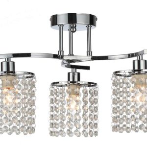 Modern 3 Way Chandelier Ceiling Light with Crystal Droplets