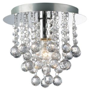 Palazzo 1 Light Round Acrylic Flush Ceiling Chandelier In Polished Chrome