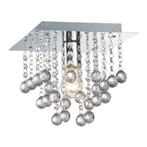 Palazzo 1 Light Square Acrylic Flush Ceiling Chandelier In Polished Chrome