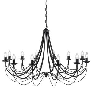 Philly 12 Light Ceiling Chandelier In Satin Black Finish FL2173/12