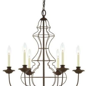 QZ/LAILA6 6 Light Rustic Antique Bronze Wire Chandelier
