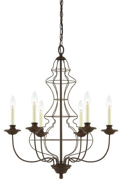 QZ/LAILA6 6 Light Rustic Antique Bronze Wire Chandelier