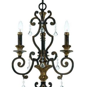 QZ/MARQUETTE3 3 Light Crystal Drop Heirloom Chandelier