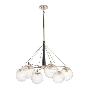Quintiesse QN-MARILYN6 Marilyn 6 Light Ceiling Chandelier In Polished Nickel And Matte Black Finish