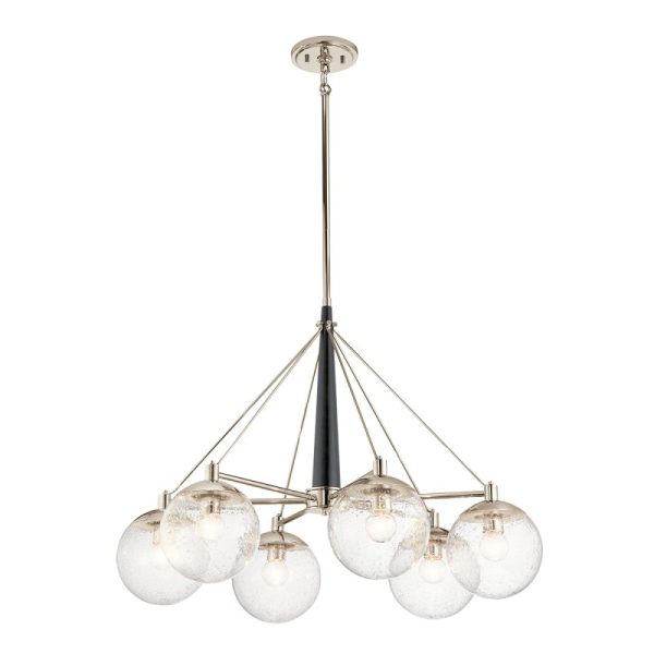 Quintiesse QN-MARILYN6 Marilyn 6 Light Ceiling Chandelier In Polished Nickel And Matte Black Finish