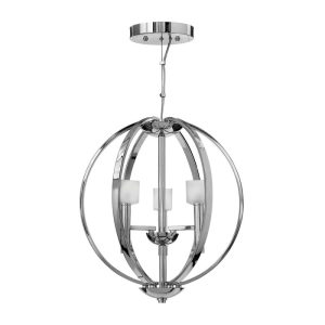 Quintiesse QN-MONDO3 Mondo 3 Light Ceiling Chandelier In Polished Chrome With Frosted Glass