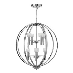 Quintiesse QN-MONDO8 Mondo 8 Light Ceiling Chandelier In Polished Chrome With Frosted Glass