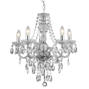 Searchlight 8885-5CL Marie Therese 5 Light Clear Acrylic Chandelier
