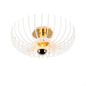 Aspendos Small Metal Semi-Flush Ceiling Light in White