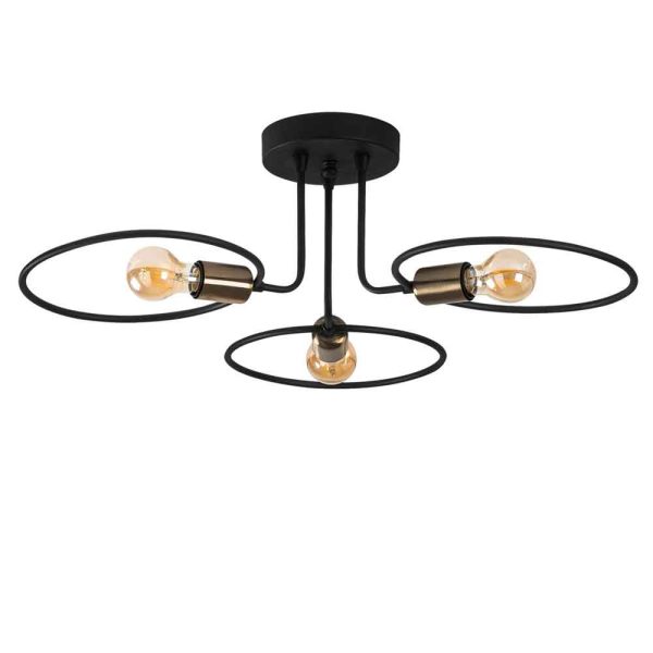 Circle 3 Light Metal Ceiling Light in Black
