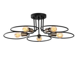 Circle 5 Light Metal Ceiling Light in Black