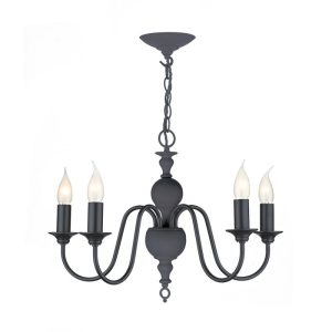 David Hunt Lighting FLE0523 FLEMISH 5 Light Ceiling Pendant Light In Smoke Blue Finish