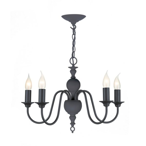 David Hunt Lighting FLE0523 FLEMISH 5 Light Ceiling Pendant Light In Smoke Blue Finish