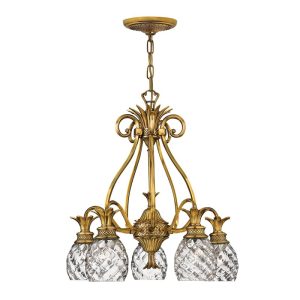 Elstead HK-PLANTATION5-BB Plantation 5 Light Ceiling Chandelier In Burnished Brass Finish
