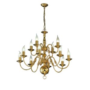 Franklite Delft 12 Light Flemish Ceiling Chandelier In Polished Brass Finish PE79112
