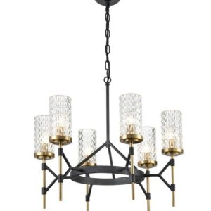 Franklite Monarch 6 Light Ceiling Chandelier In Matt Black And Gold Finish FL2424-6