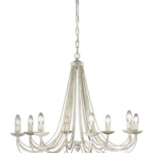 Franklite Philly 8 Light Ceiling Chandelier In Cream With Gold Highlights FL2172/8