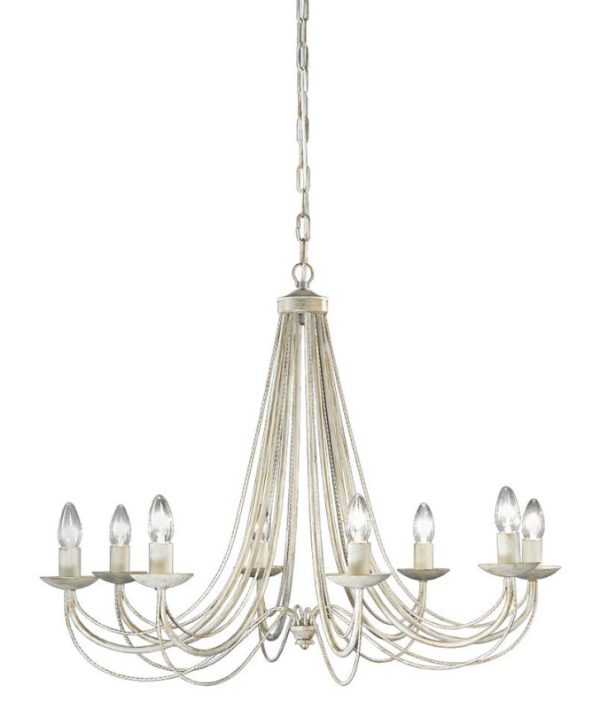 Franklite Philly 8 Light Ceiling Chandelier In Cream With Gold Highlights FL2172/8