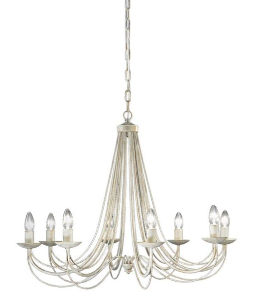 Franklite Philly 8 Light Ceiling Chandelier In Cream With Gold Highlights FL2172/8