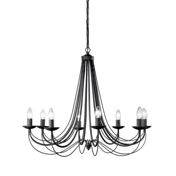 Franklite Philly 8 Light Ceiling Chandelier In Satin Black Finish FL2173/8