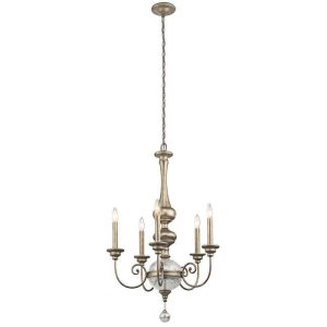 KL/ROSALIE/5B Rosalie 5 Light Chandelier Light In Sterling Gold