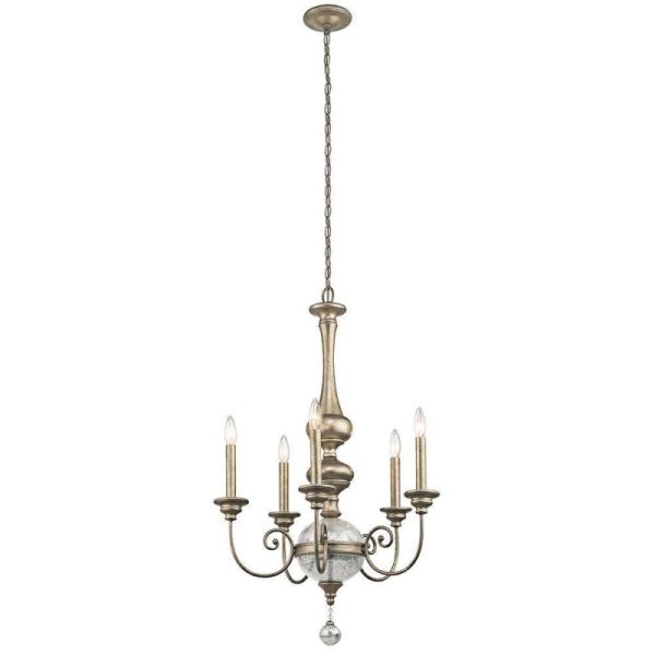 KL/ROSALIE/5B Rosalie 5 Light Chandelier Light In Sterling Gold