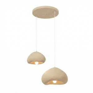 Lora 2 Light Metal Ceiling Chandelier Light in Beige