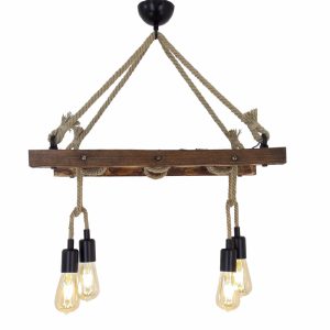 Merdiven Wooden Chandelier Light in Walnut