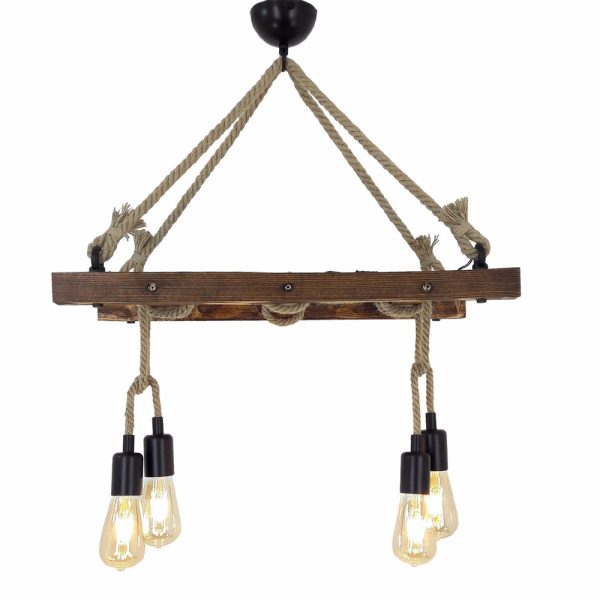 Merdiven Wooden Chandelier Light in Walnut
