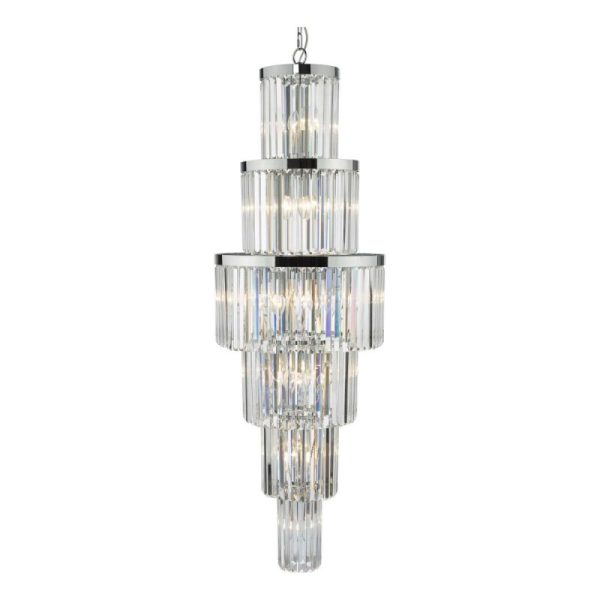 Dar Lighting Angel 28 Light Crystal Ceiling Chandelier In Polished Chrome Finish ANG3308