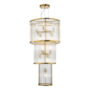 Dar Lighting Eleanor 15 Light Glass Ceiling Chandelier In Natural Brass Finish ELE1535