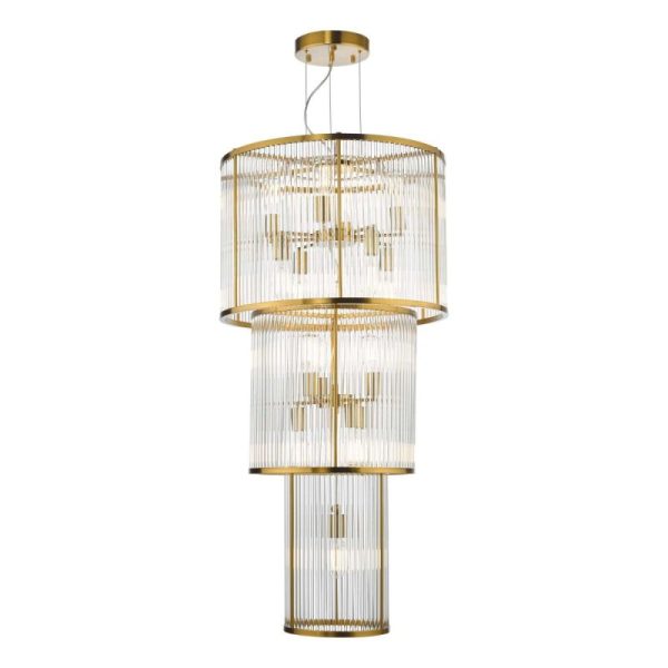 Dar Lighting Eleanor 15 Light Glass Ceiling Chandelier In Natural Brass Finish ELE1535
