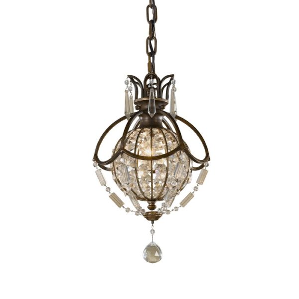 FE-BELLINI-P Bellini 3 Light Bronze/Crystal Mini Chandelier