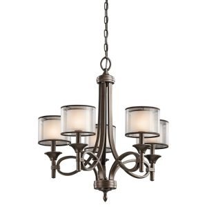KL-LACEY5-MB Lacey 5 Light Bronze Ceiling Light with Double Layer Shades